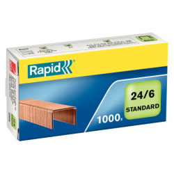 GRAPAS 24/6 MM. CAJA 1000 STANDARD COBREADA