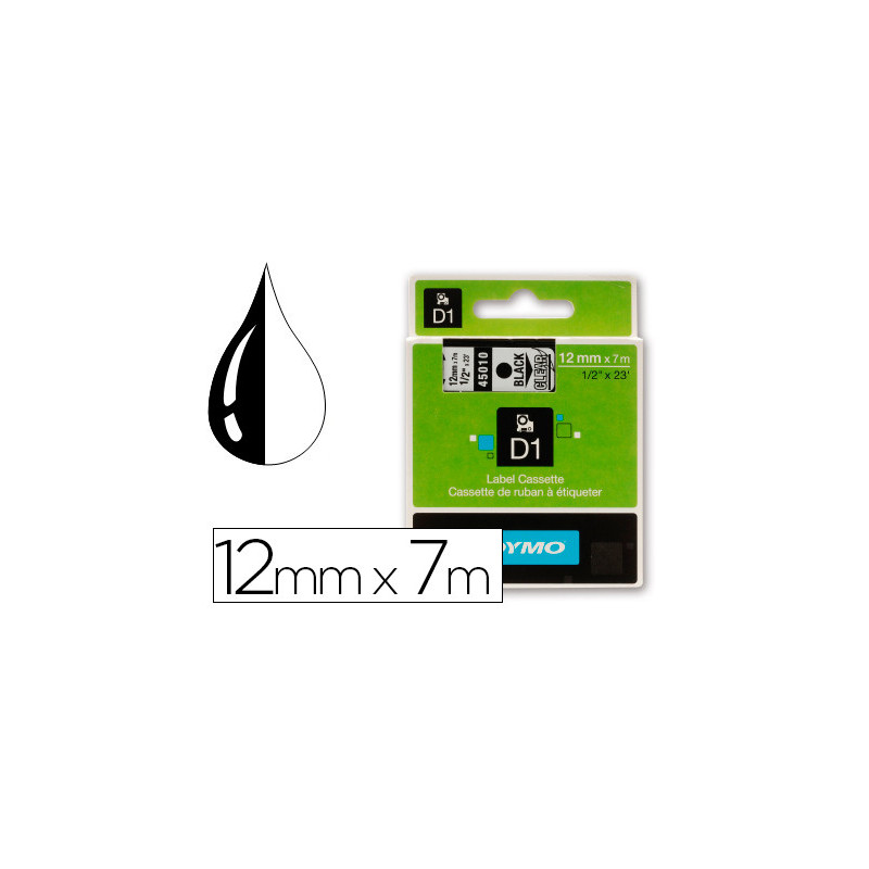 CINTA ROTULADORA 12X7 TRANSPARENTE NEGRO