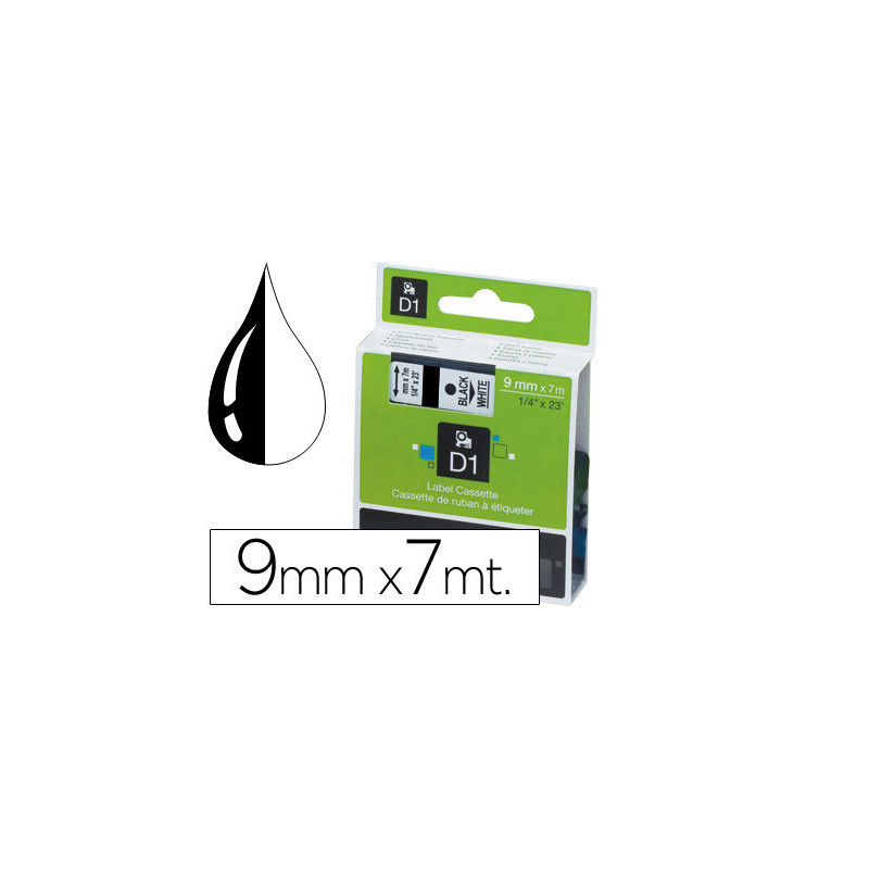 CINTA ROTULADORA 9X7 BLANCO NEGRO DYMO