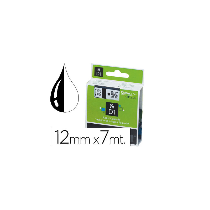 CINTA ROTULADORA 12X7  BLANCO/NEGRO DYMO