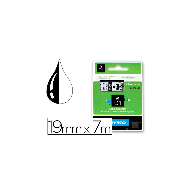 CINTA ROTULADORA 19X7 TRANSPARENTE NEGRO 19X7