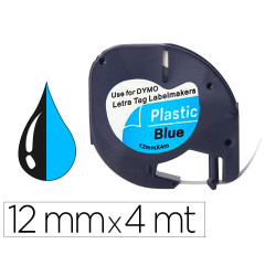 CINTA ROTULADORA  12MMX4M NEGRO SOBRE AZUL