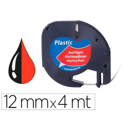 CINTA ROTULADORA 12MMX4M NEGRO SOBRE ROJO