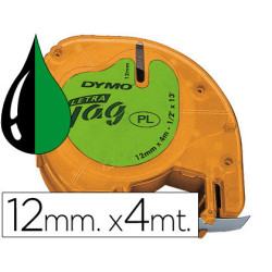 CINTA ROTULADORA 12MMX4M NEGRO SOBRE VERDE