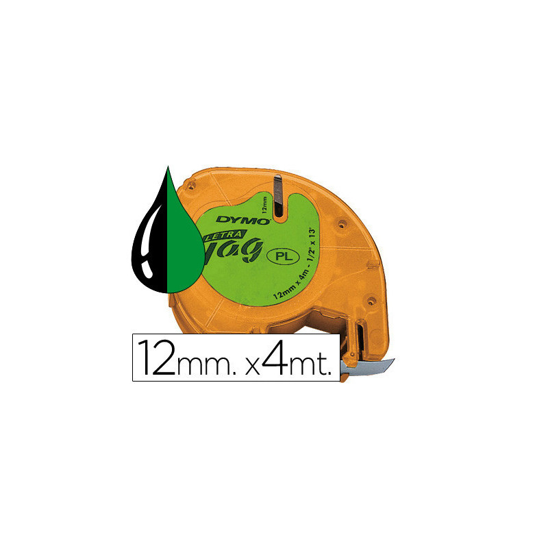 CINTA ROTULADORA 12MMX4M NEGRO SOBRE VERDE