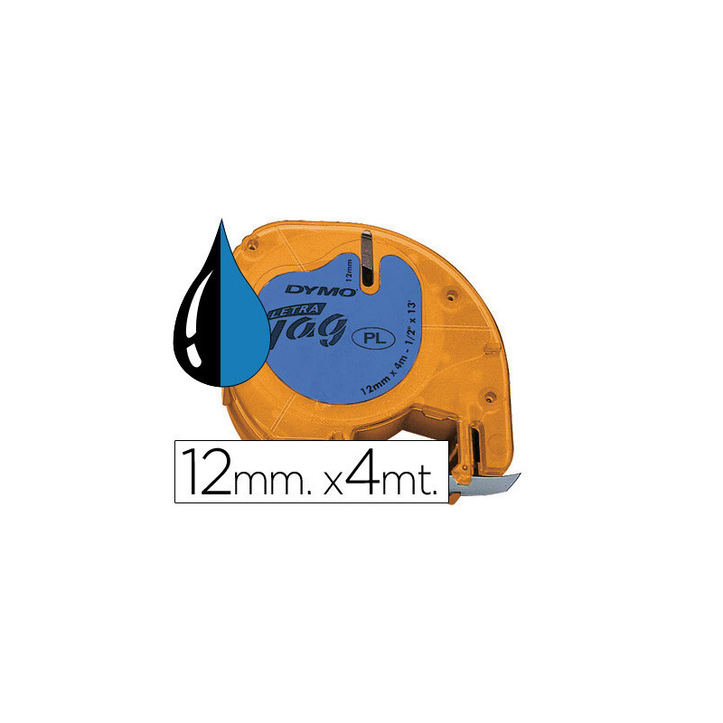 CINTA ROTULADORA  12MMX4M NEGRO SOBRE AZUL