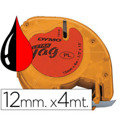 CINTA ROTULADORA 12MMX4M  NEGRO SOBRE ROJO
