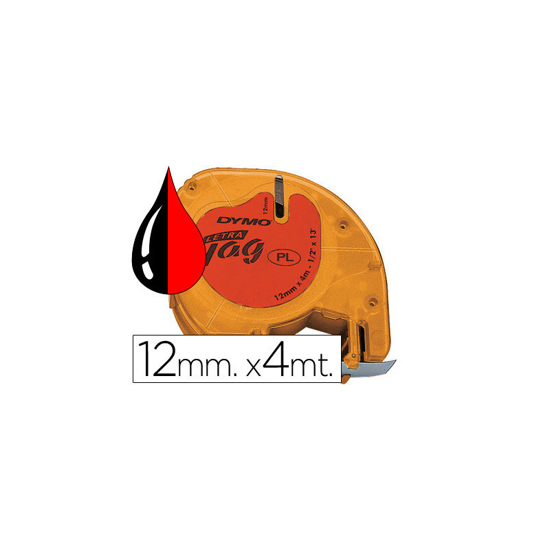 CINTA ROTULADORA 12MMX4M  NEGRO SOBRE ROJO