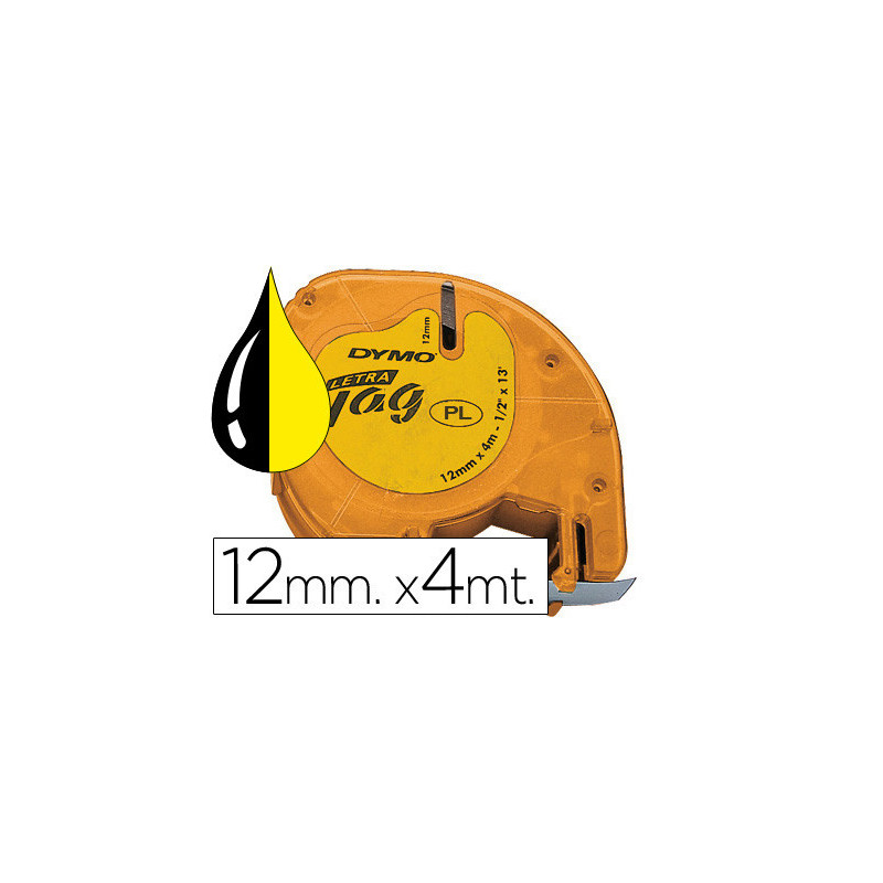 CINTA ROTULADORA  12MMX4M NEGRO SOBRE AMARILLO