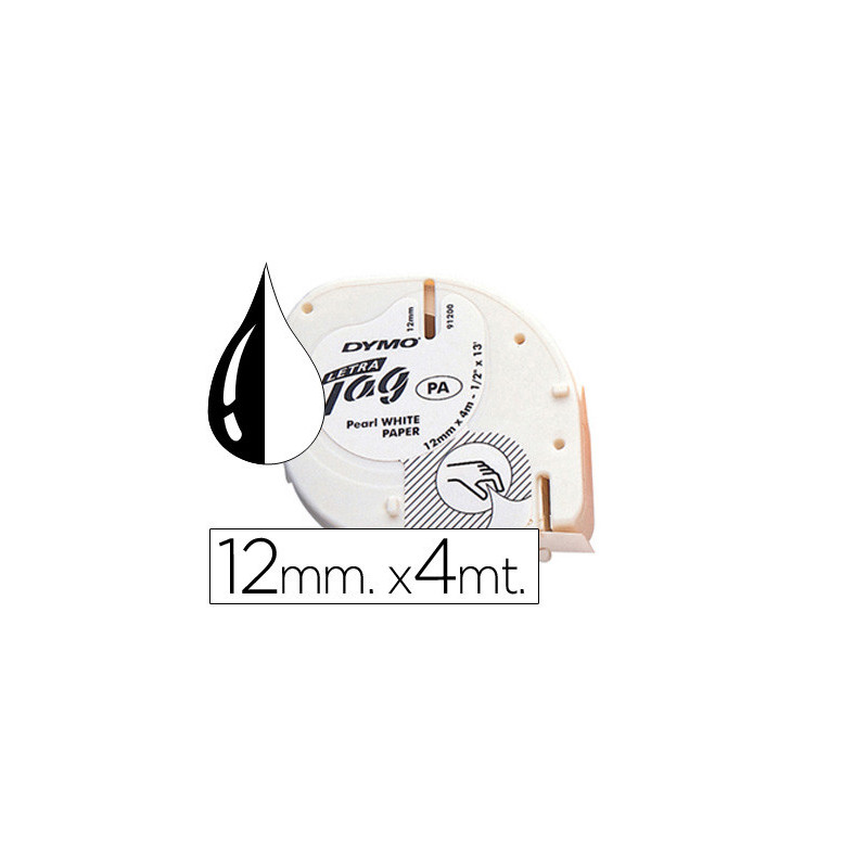 CINTA  ROTULADORA  12MMX4M NEGRO/BLANCO PAPEL