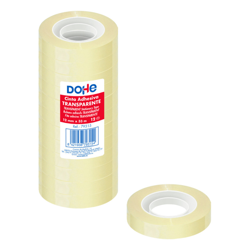 CINTA ADHESIVA 12MM X 33M TRANSPARENTE