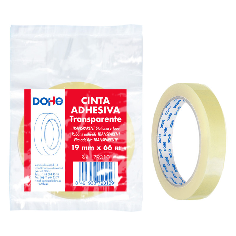 CINTA ADHESIVA 19MMX66M TRANSPARENTE