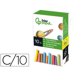 TIZAS COLORES PIZARRA VERDE 10 UND ANTIPOLVO