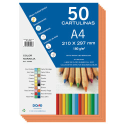 CARTULINA A4 MONOCOLOR FUERTE 180G 50H. COLORES FUERTES