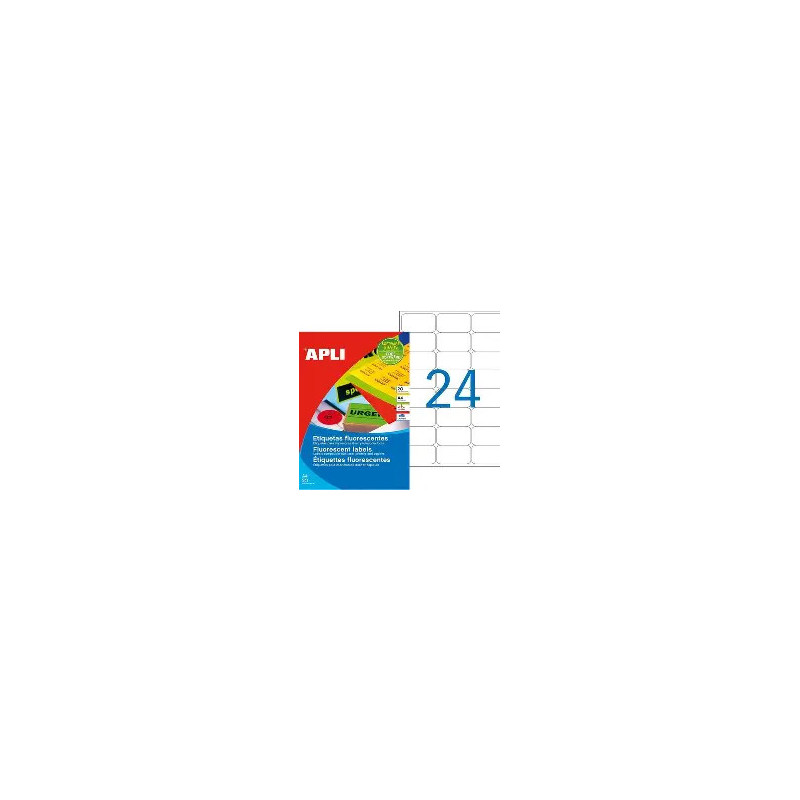 ETIQUETA 64X33,9MM Flúor CANTOS ROMOS TAMAÑO