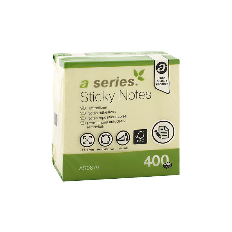 CUBO  NOTAS 75X75 AMARILLA 400H