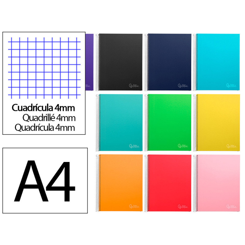 CUADERNO A4  140H MICROPERF.  CUADRO 4MM 5 BANDAS4