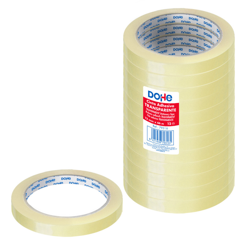 CINTA ADHESIVA 12MMX66M TRANSPARENTE